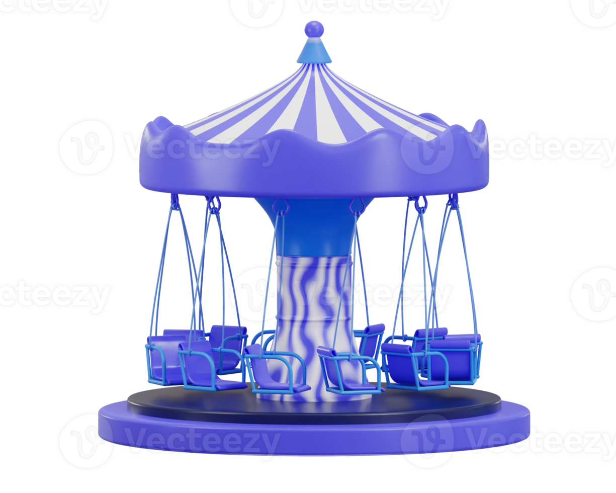 3d carousel icon concept of amusement park 3d illustration png