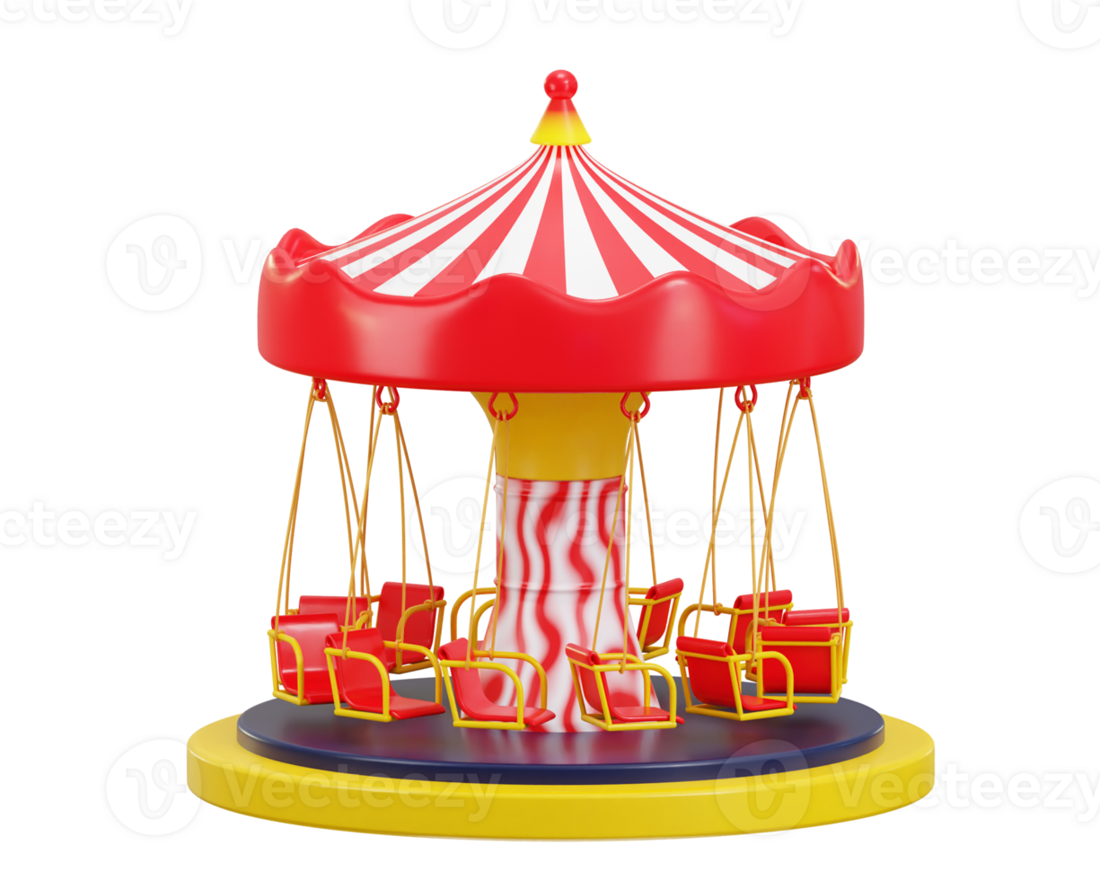 3d carousel icon concept of amusement park 3d illustration png
