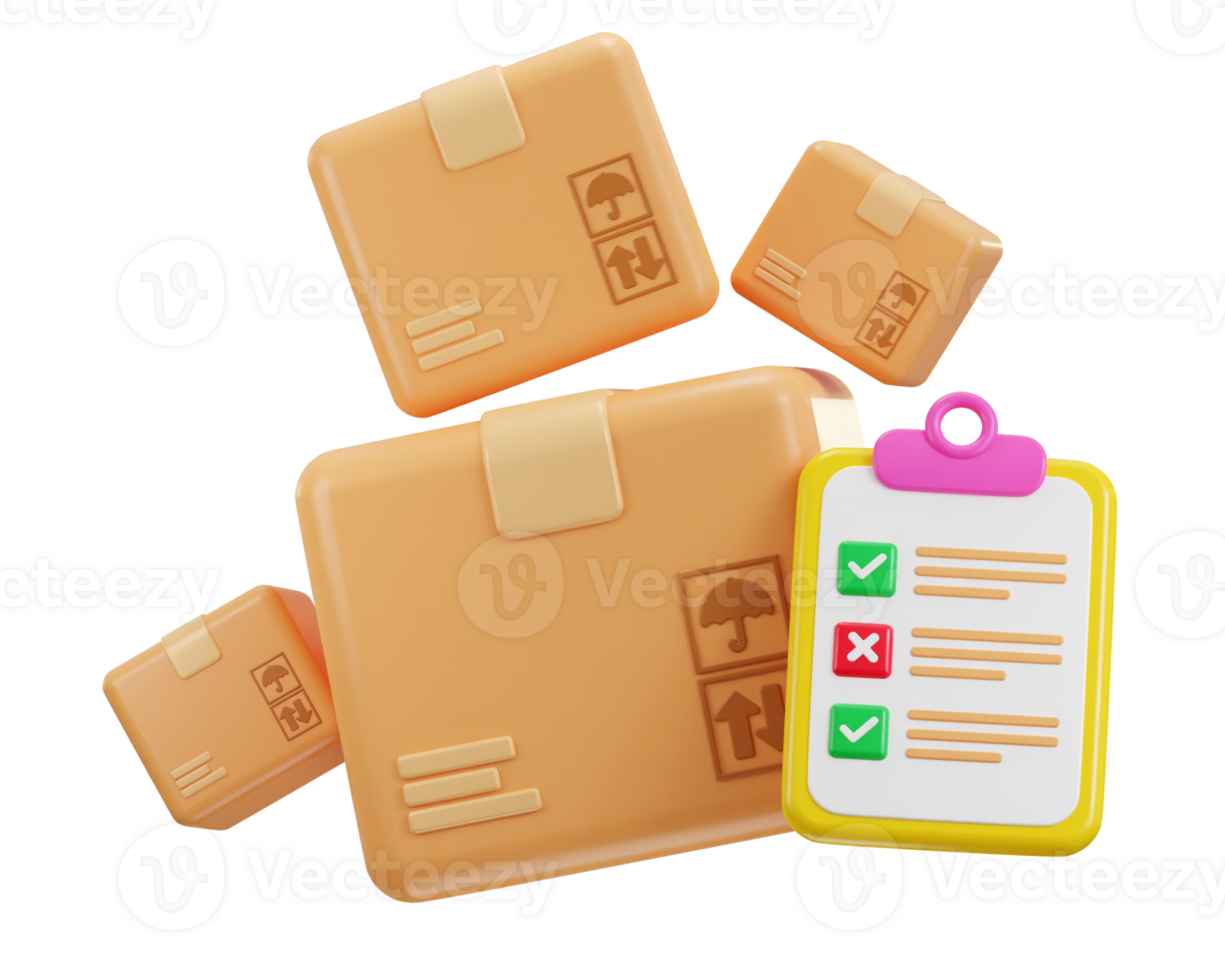 checklist with delivery package icon 3d rendering illustration png