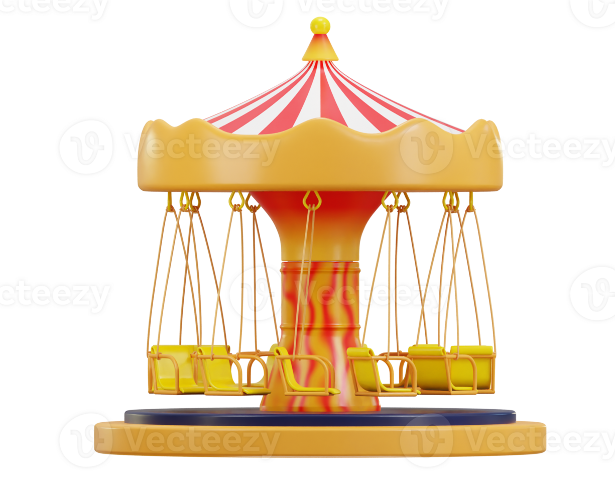 3d carousel icon concept of amusement park 3d illustration png