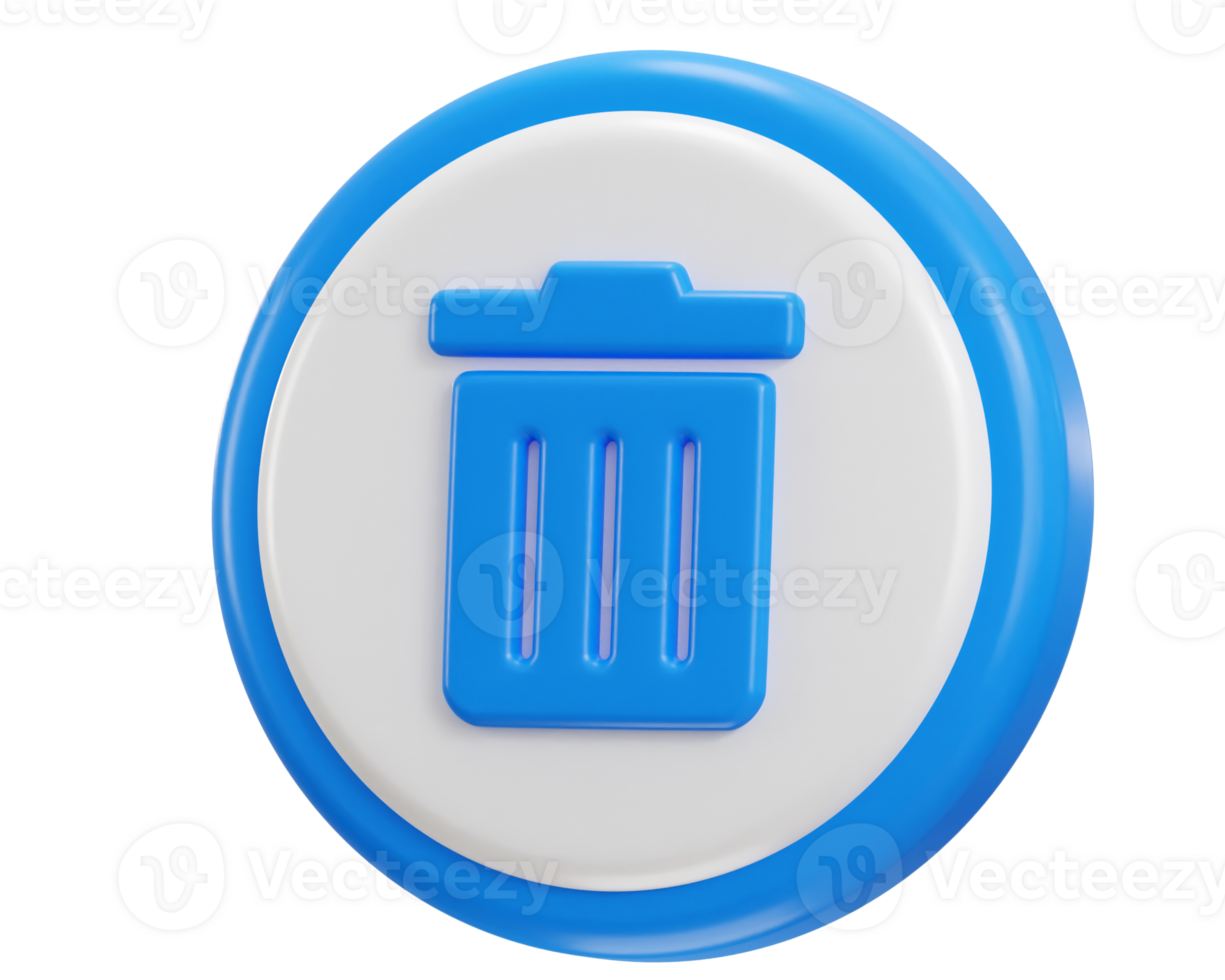 3d recycle bin icon with circle button icon illustration png