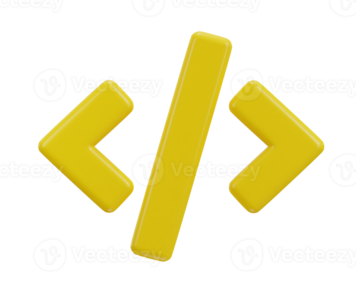 code icon 3d rendering symbol of web development png