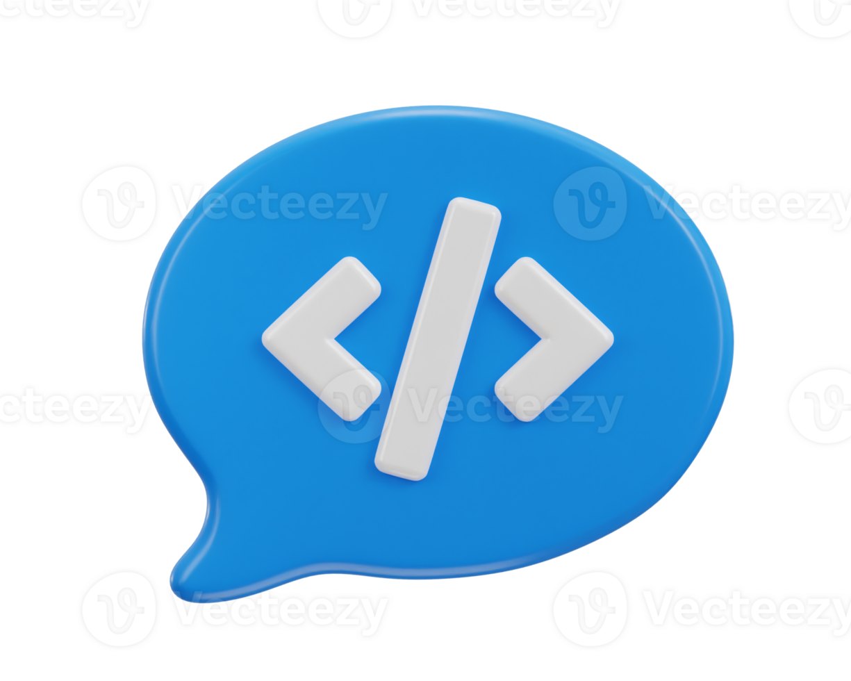 Software code 3d icon isolated on coding message bubble sign programming icon png