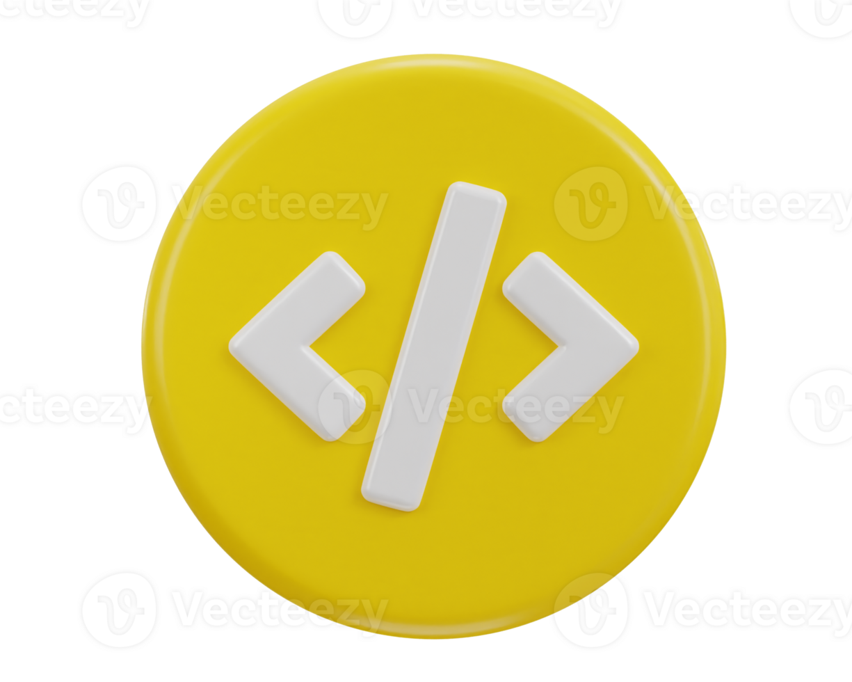 3d programming code icon on rounded button illustration png