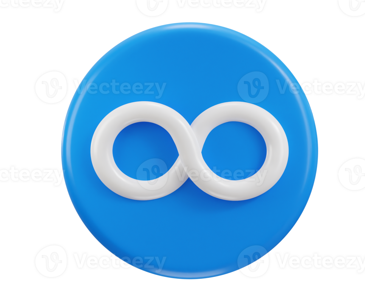infinity sign with circle button 3d rendering icon illustration png