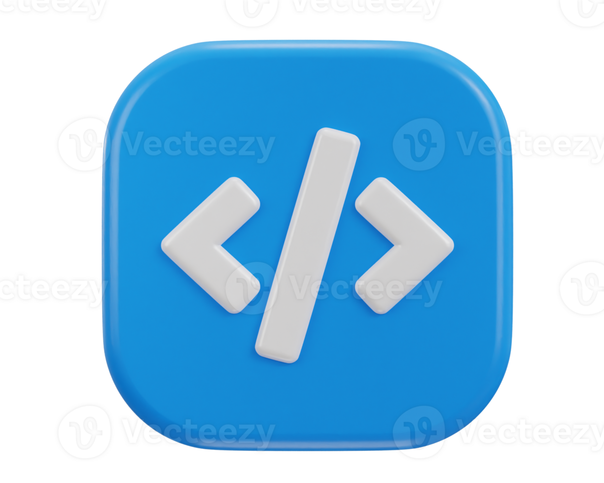 code icon 3d rendering symbol of web development png