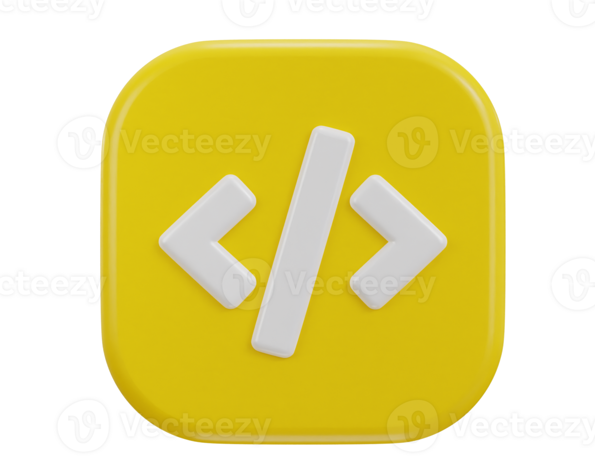 code icon 3d rendering symbol of web development png