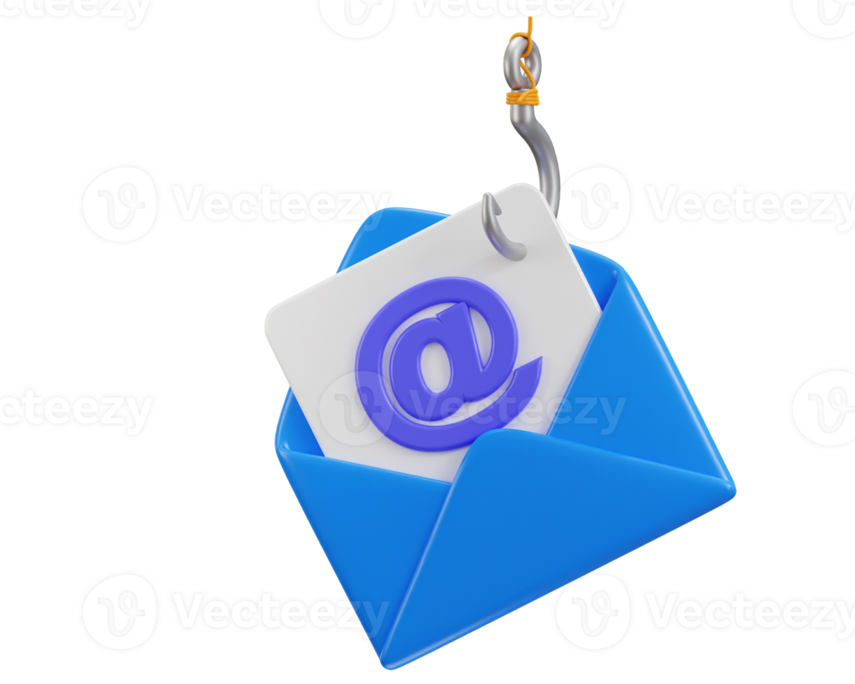 phishing email on cyber security icon 3d rendering illustration png
