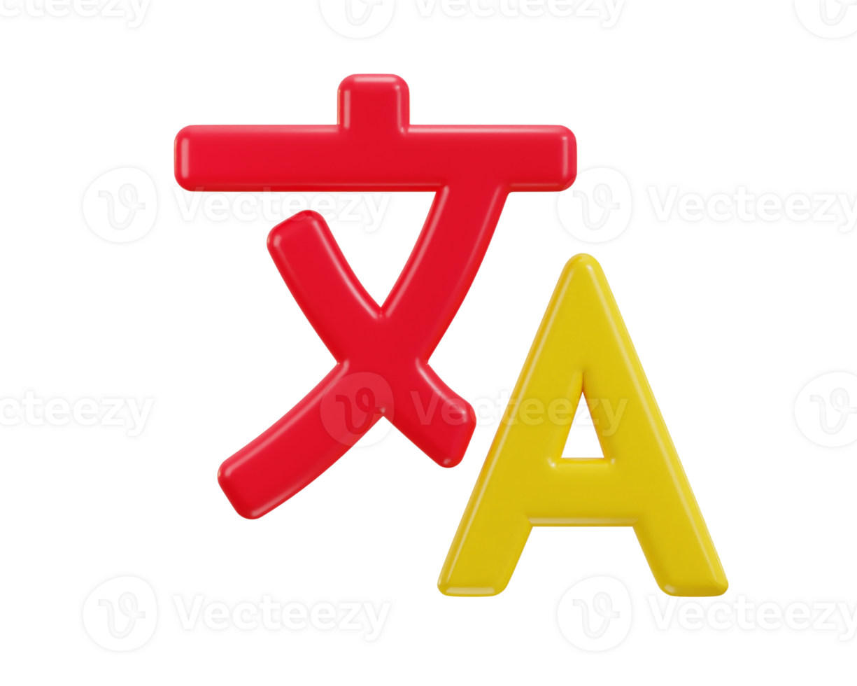 Language translator symbol of user communication language icon 3d rendering illustration png