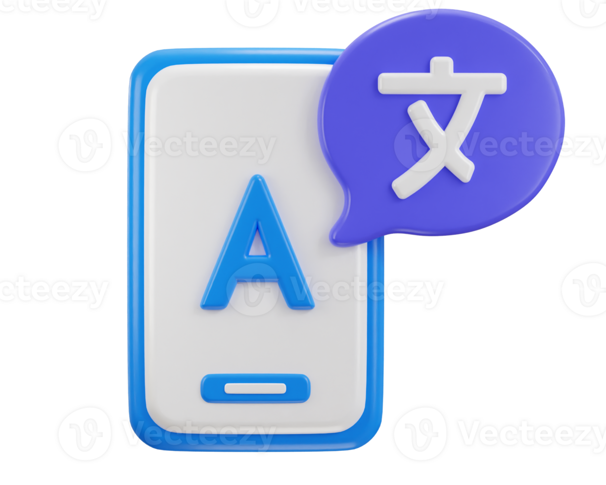phone with Language translator symbol of user communication language icon 3d rendering illustration png