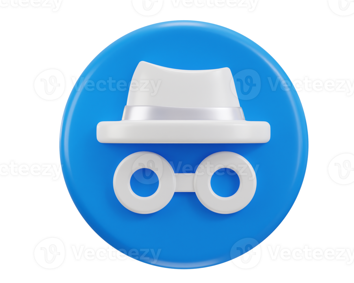 incognito mode icon with rounded button 3d rendering icon illustration png