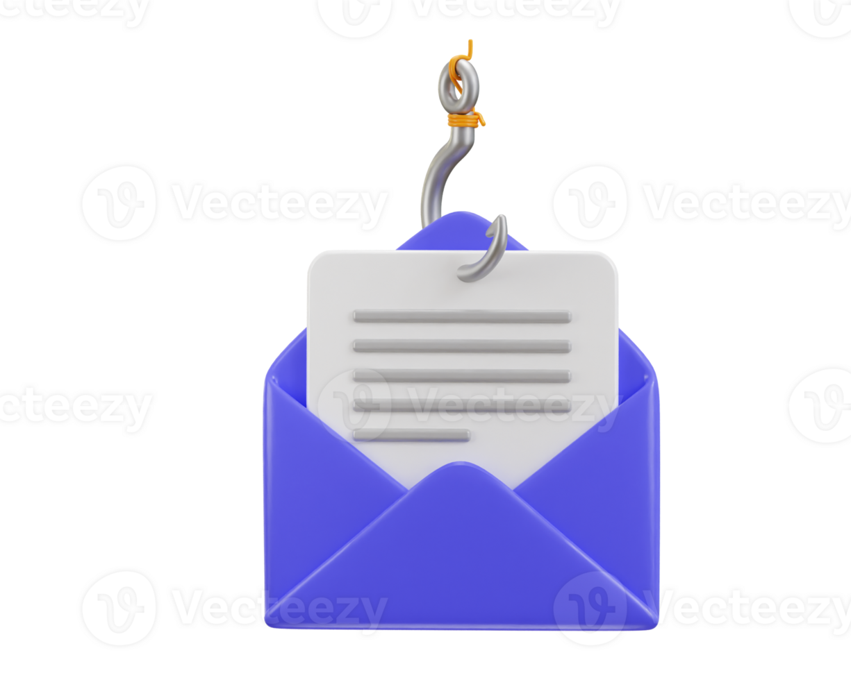 phishing email on cyber security icon 3d rendering illustration png