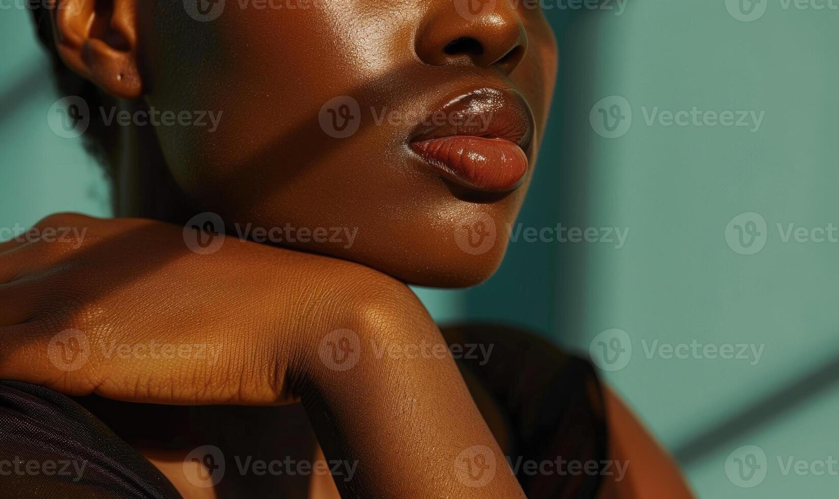 AI generated Close up portrait of a beautiful african american woman looking at camera photo