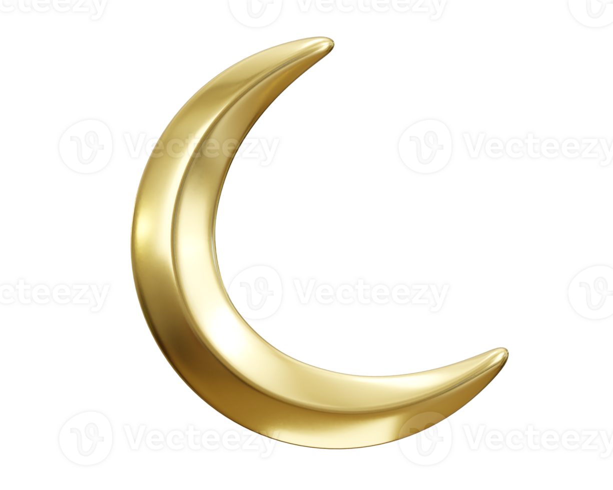 golden moon icon 3d render concept of Ramadan Kareem illustration png