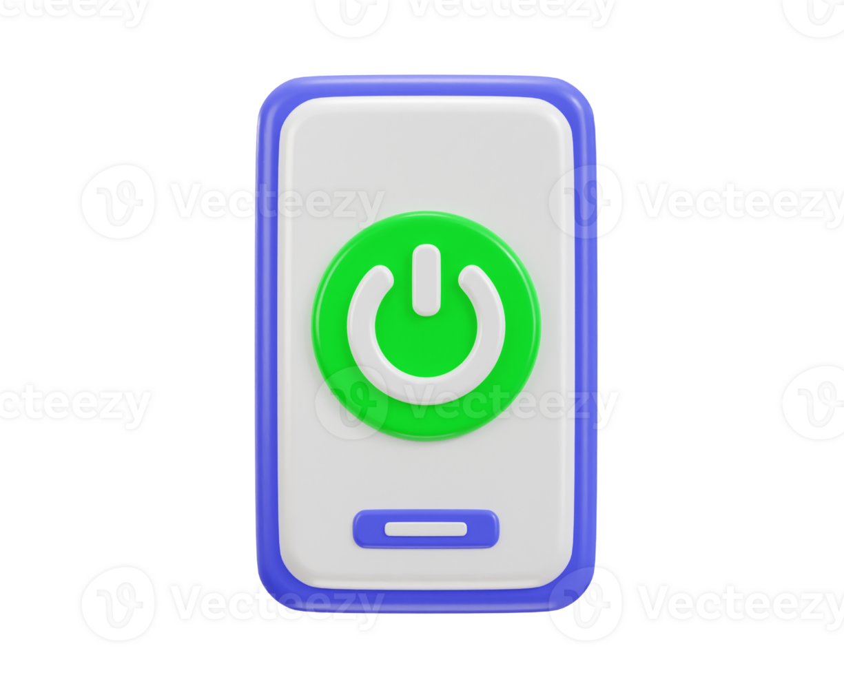 Phone with power button icon 3d render png