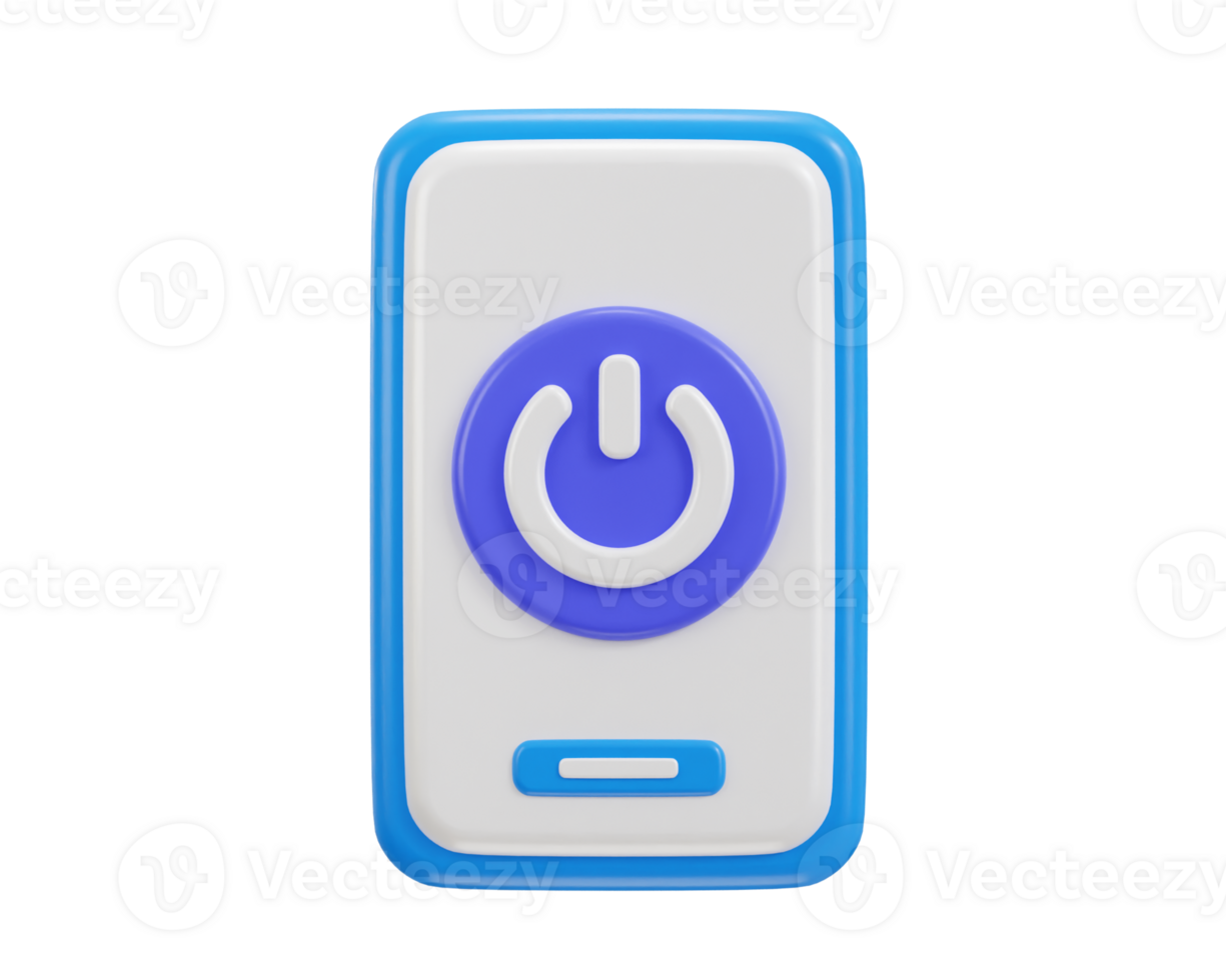 Phone with power button icon 3d render png