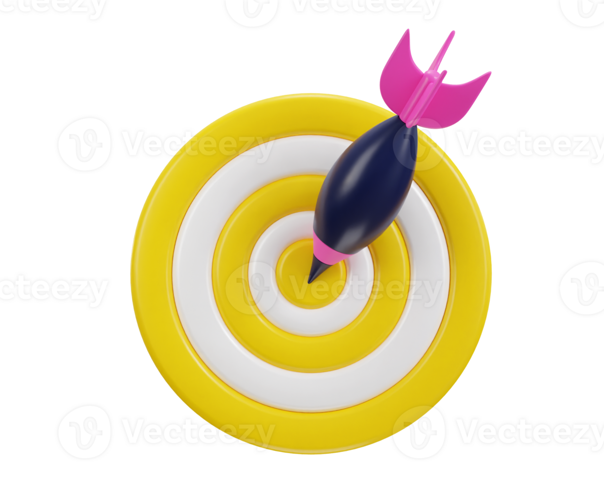 3d dart board icon for target with bullseye arrow icon png
