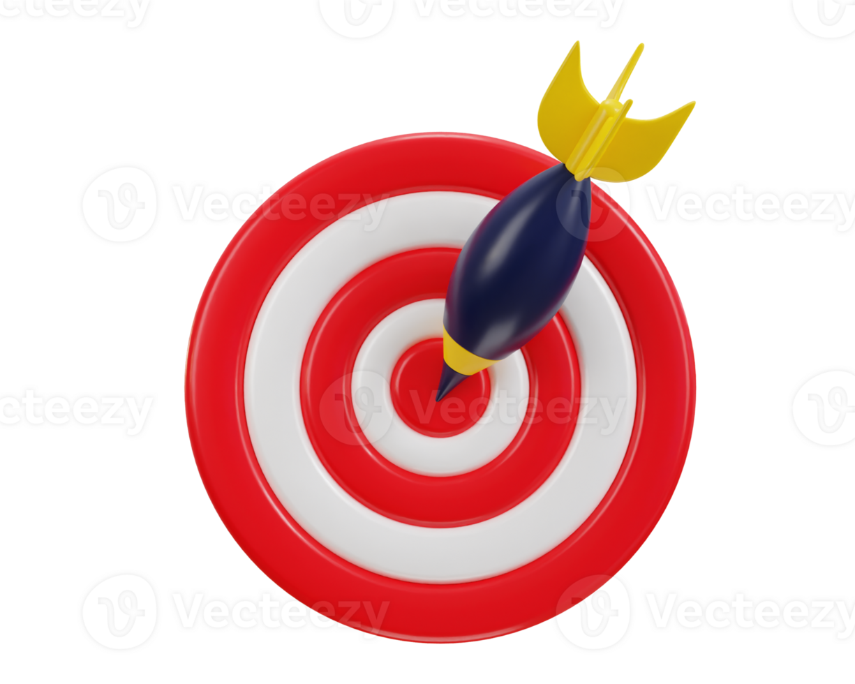 3d dart board icon for target with bullseye arrow icon png