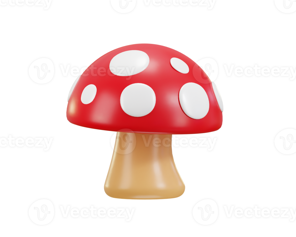 mushroom autumn icon 3d rendering illustration png