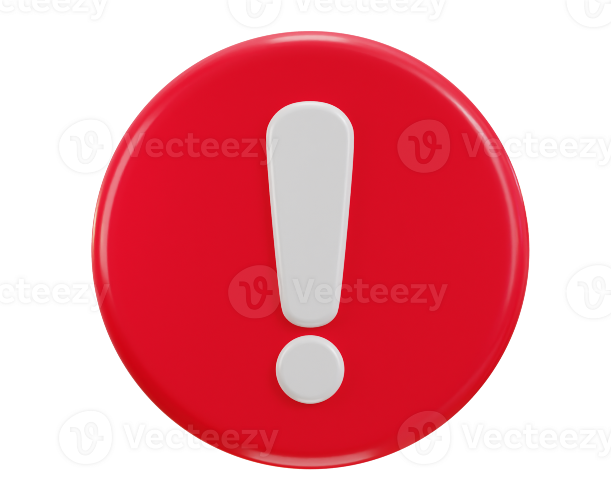 3d circle exclamation sign warning or danger risk message alert problem icon png
