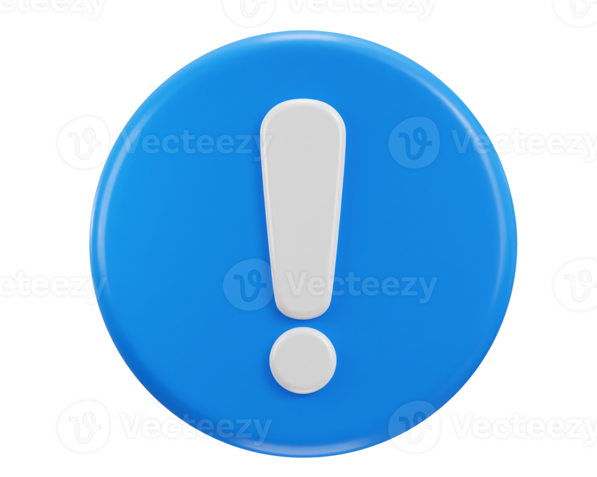 3d circle exclamation sign warning or danger risk message alert problem icon png