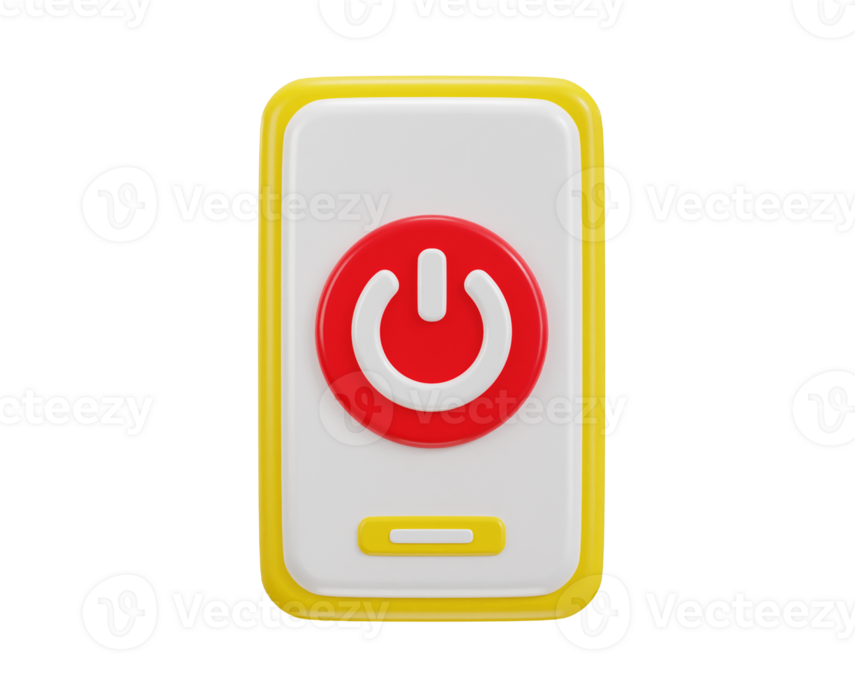 Phone with power button icon 3d render png