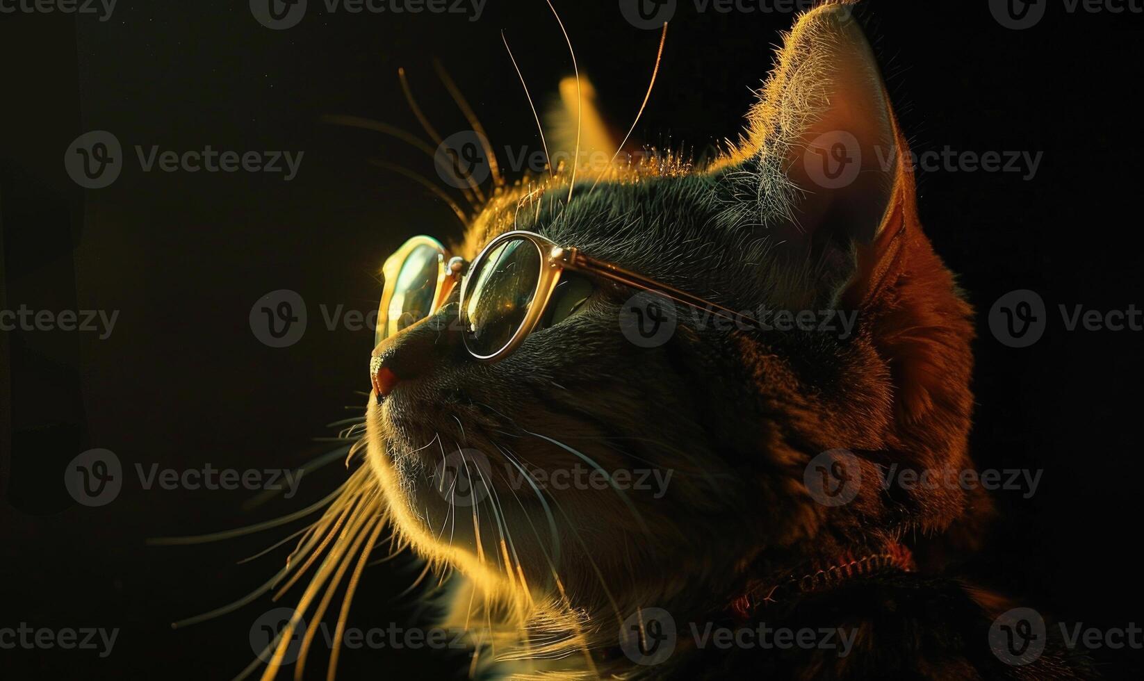 AI generated Portrait of a cat with sunglasses. Shallow depth of field. photo