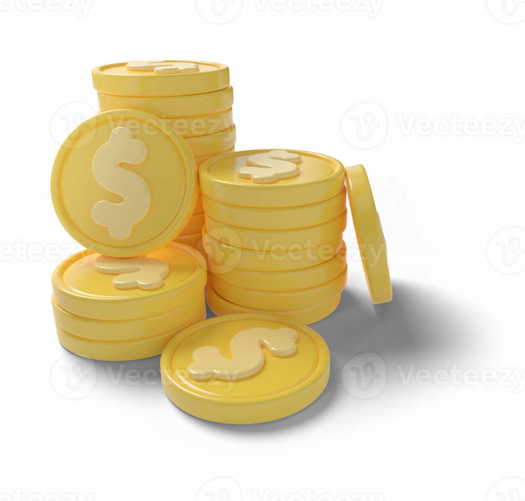 token money, 3d render realistic coin icons png