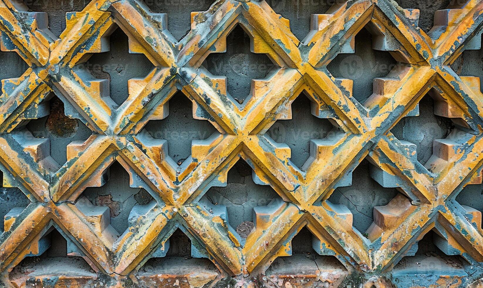 AI generated Fragment of the facade of an old brick building with a decorative ornament. photo