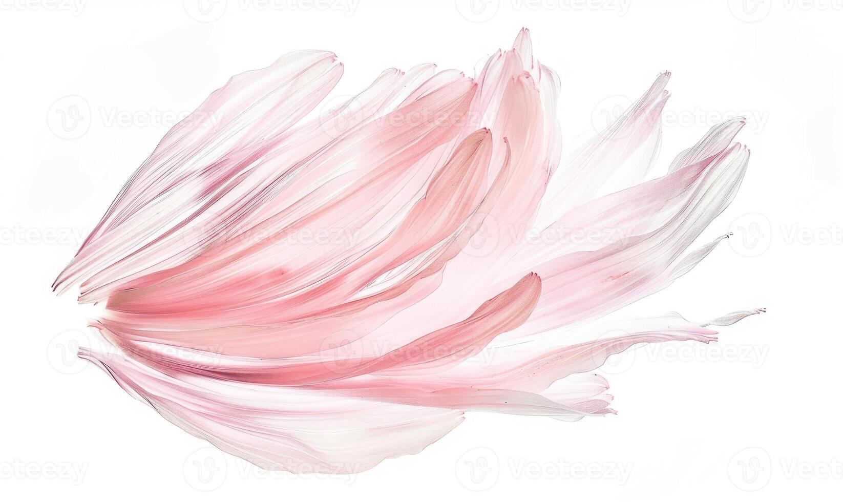 AI generated Pale pink daisy flower petals on white background. photo