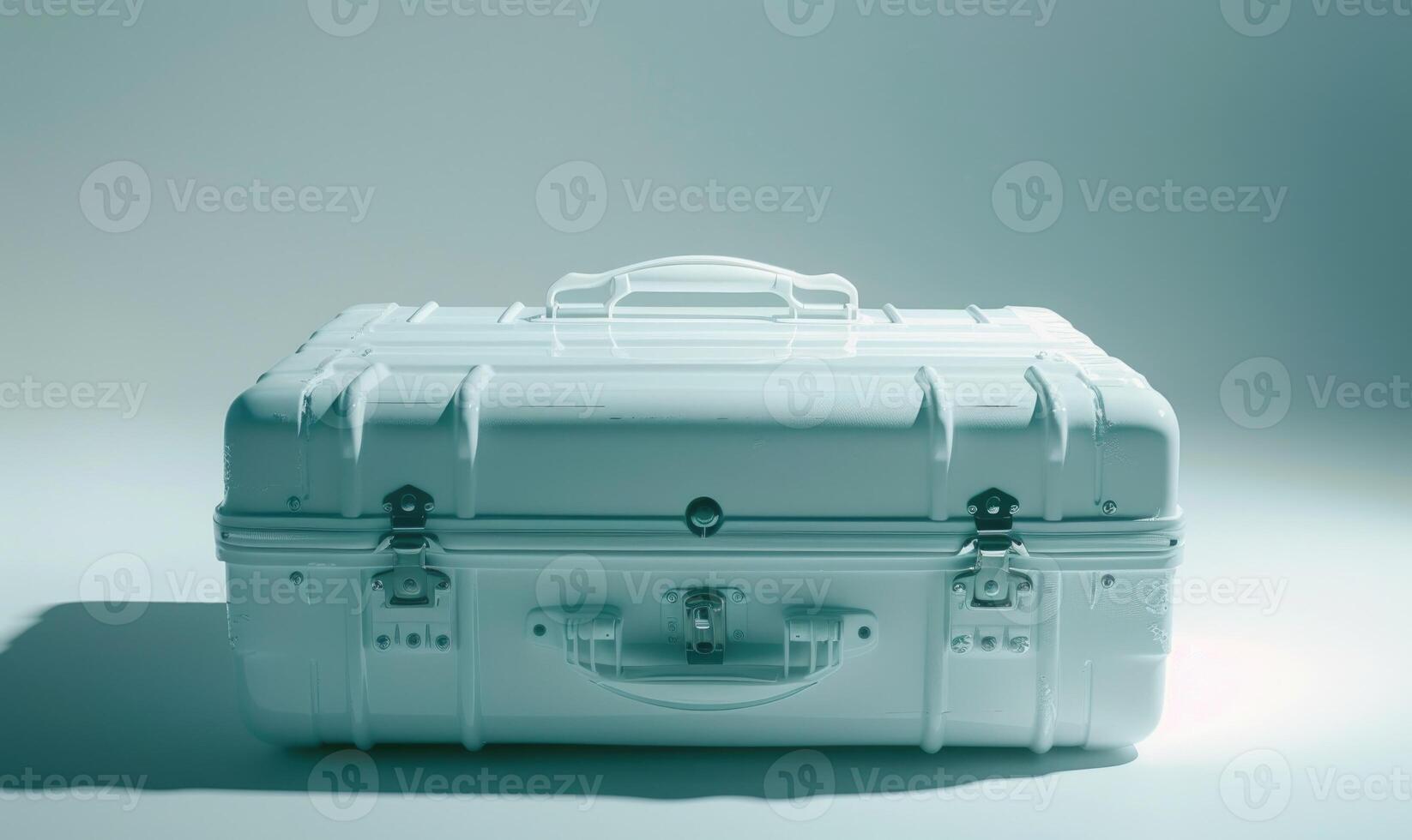 AI generated Close up of a white suitcase on a white background, travel concept photo