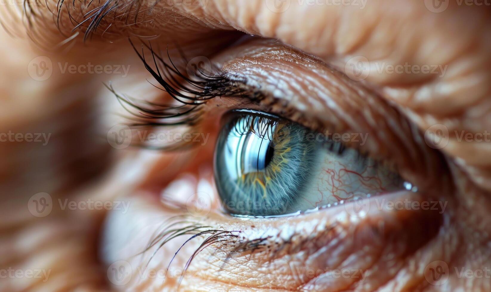 AI generated Close up of an elderly woman's eye. Selective focus. photo