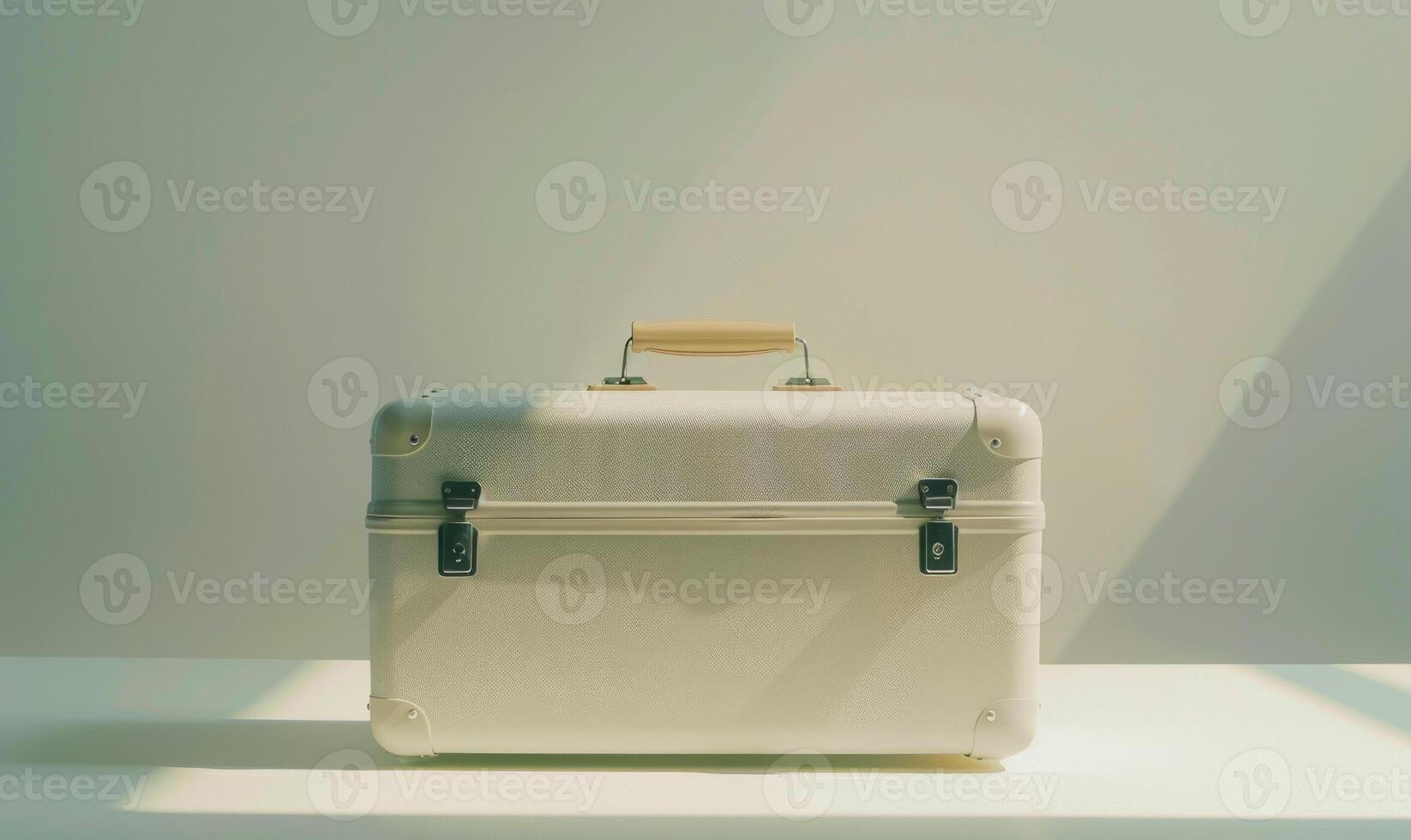 AI generated White suitcase in the room. Travel concept. photo
