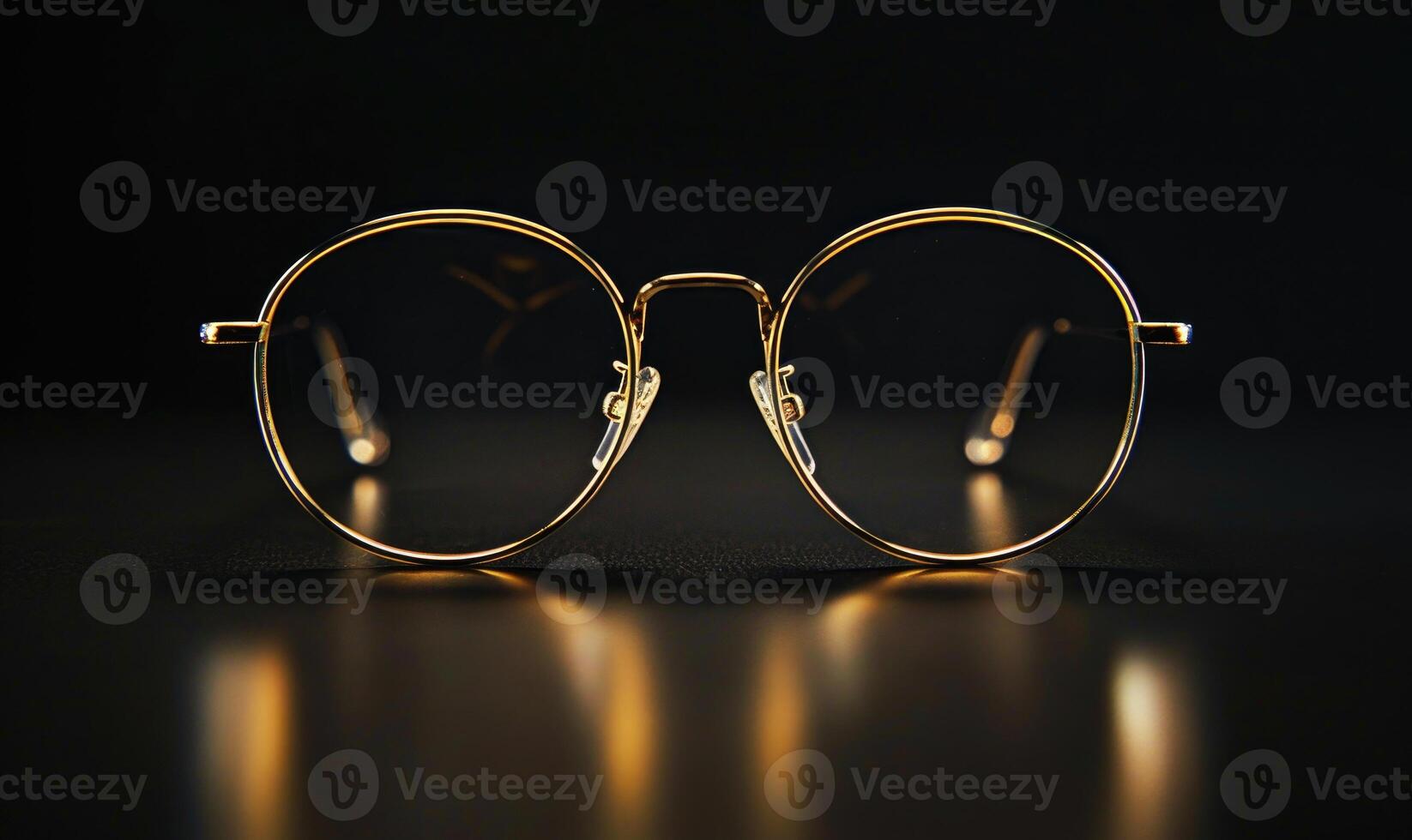 AI generated Eyeglasses on a dark background, close-up. Selective focus. photo