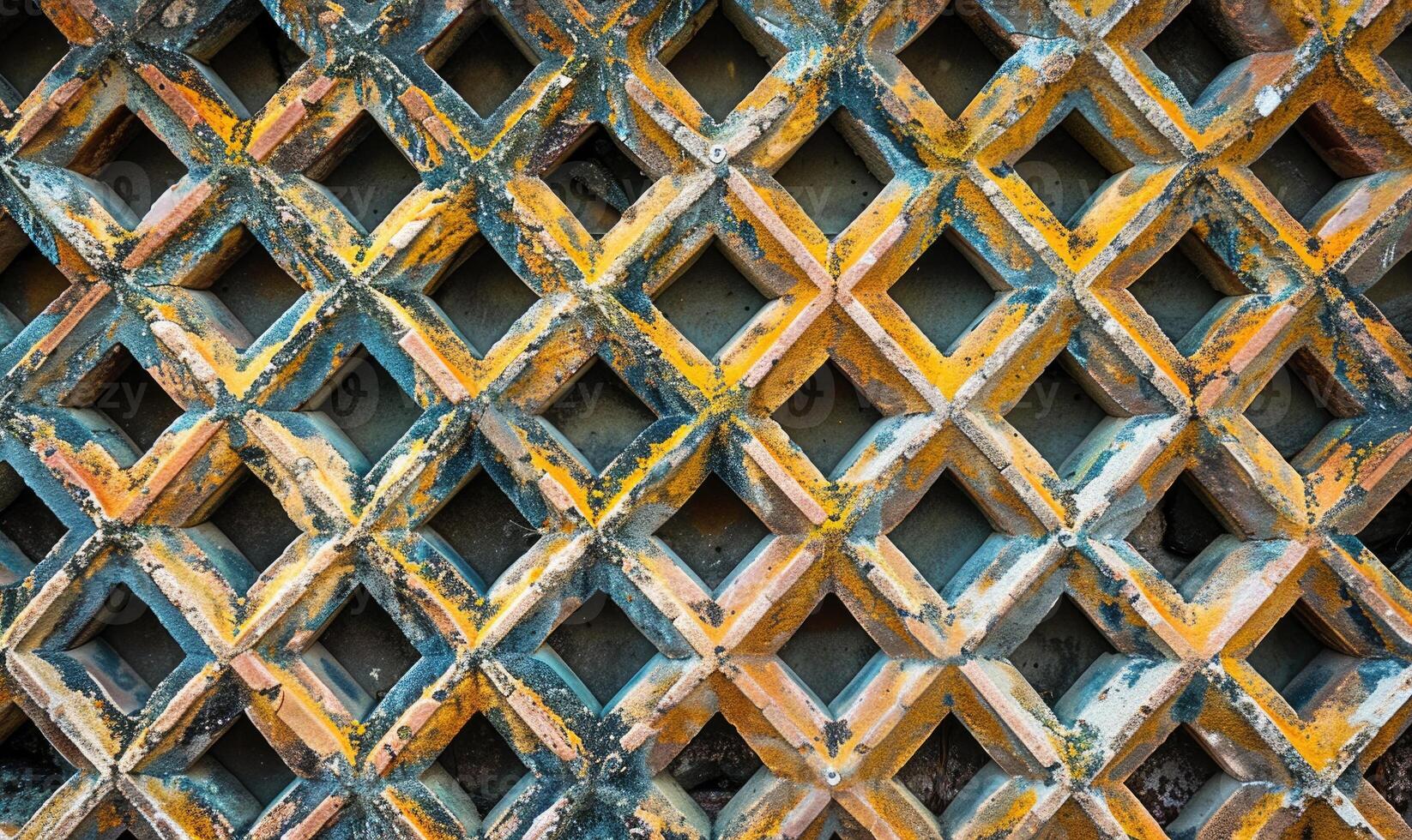 AI generated Background of the old iron lattice with a pattern of geometric shapes photo