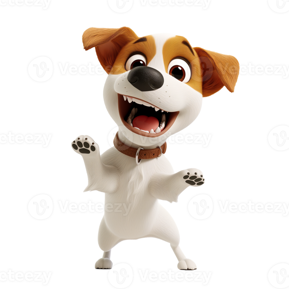 AI generated Joyful cartoon dog with a brown and transparent coat standing and gesturing, isolated on a transparent background  ideal for pet themed designs and childrens content png
