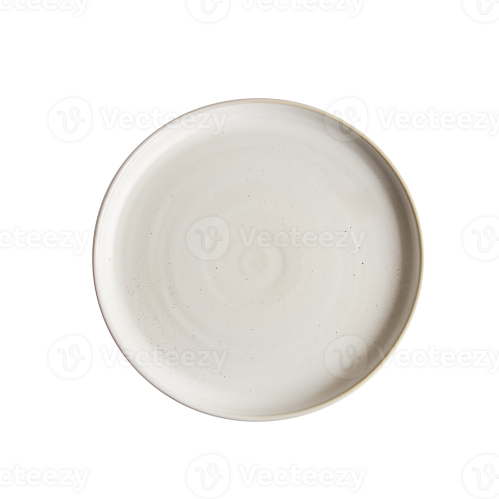 AI generated Minimalistic ceramic plate with speckled design isolated on a transparent background, perfect for dining and kitchenware themes png