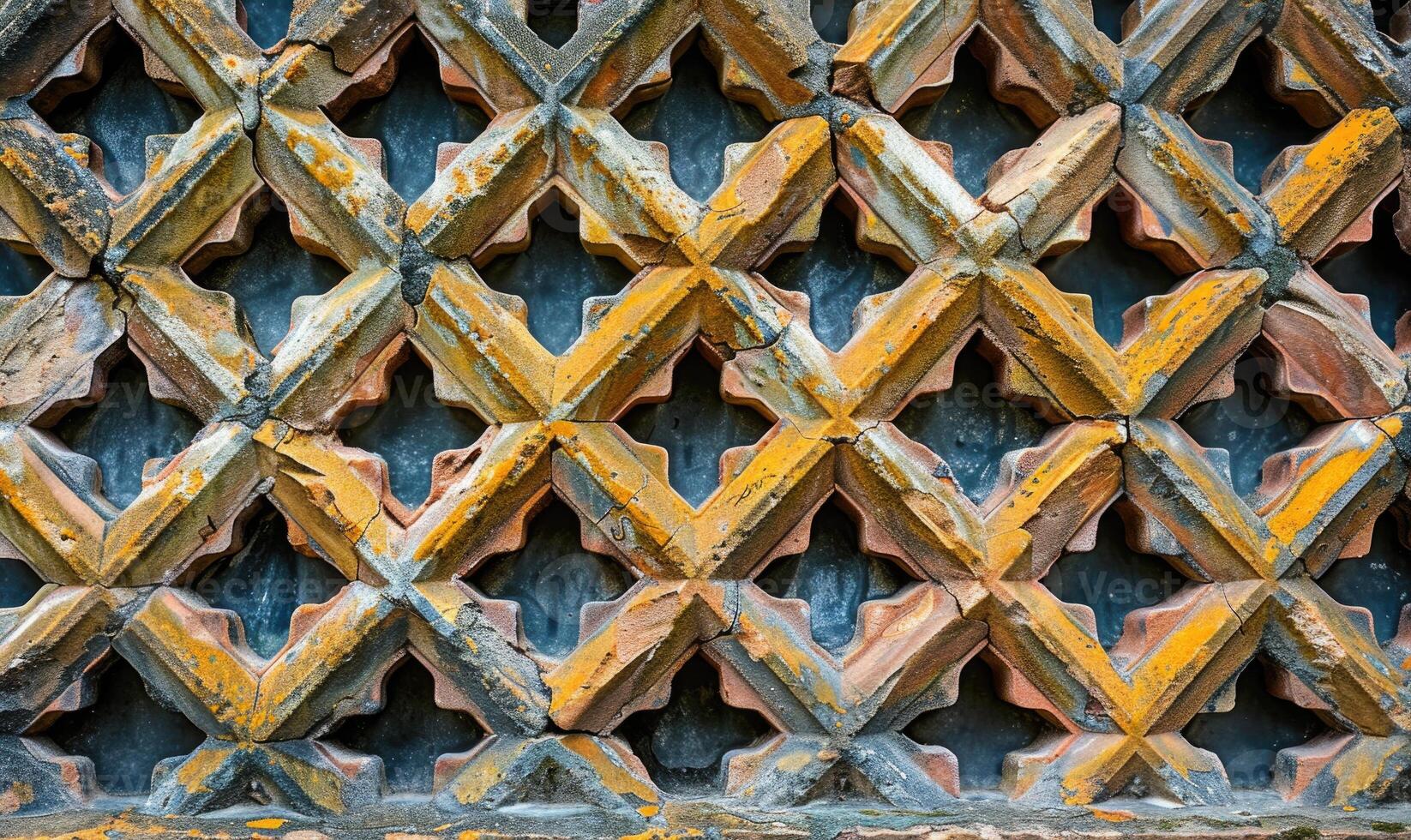 AI generated Background of the old iron lattice with a pattern of geometric shapes photo