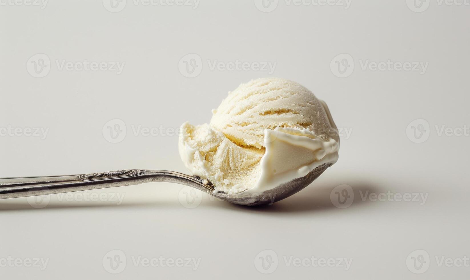 AI generated Ice cream scoop on white background, closeup photo