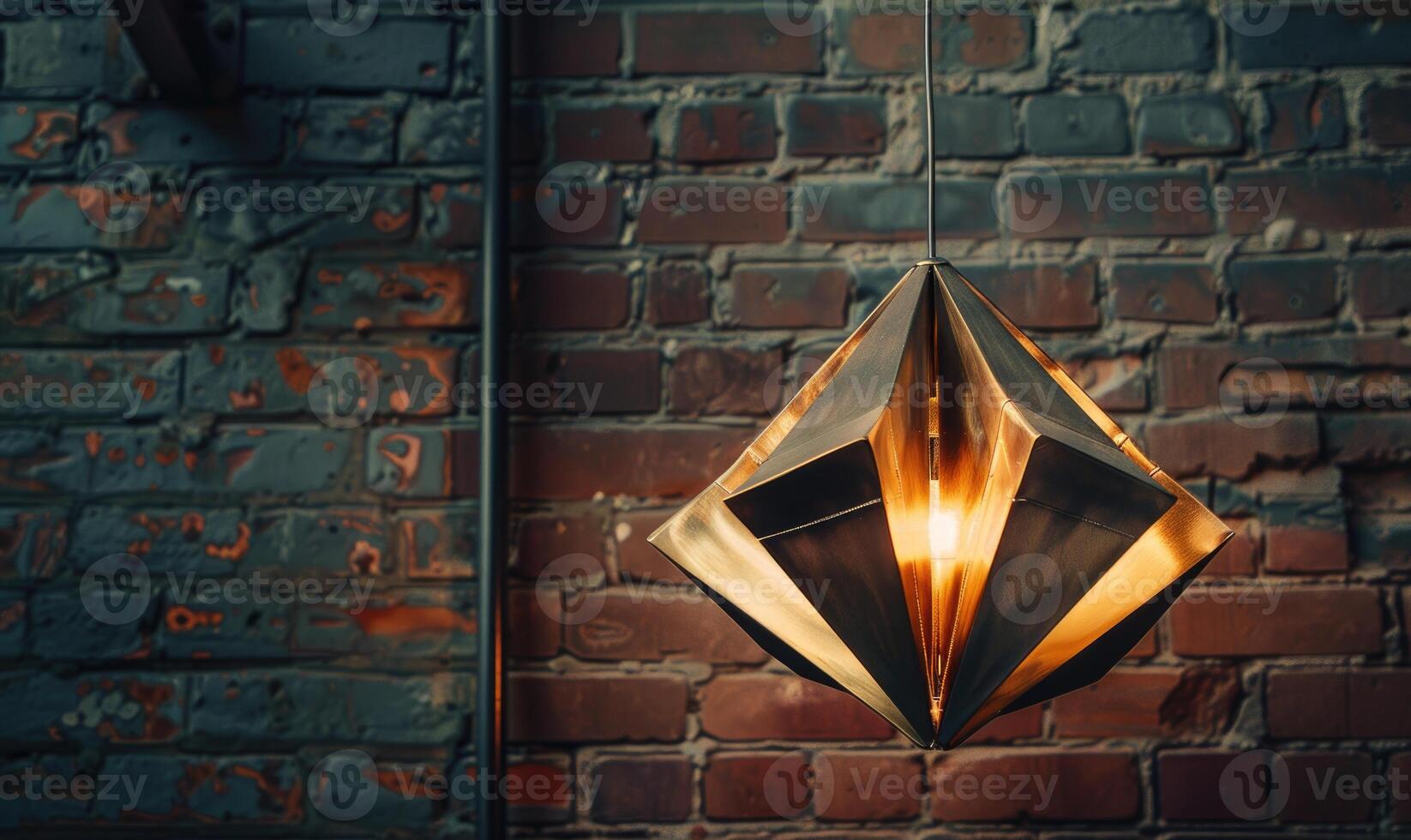 AI generated Illuminated brick wall with a glowing yellow star in the middle photo