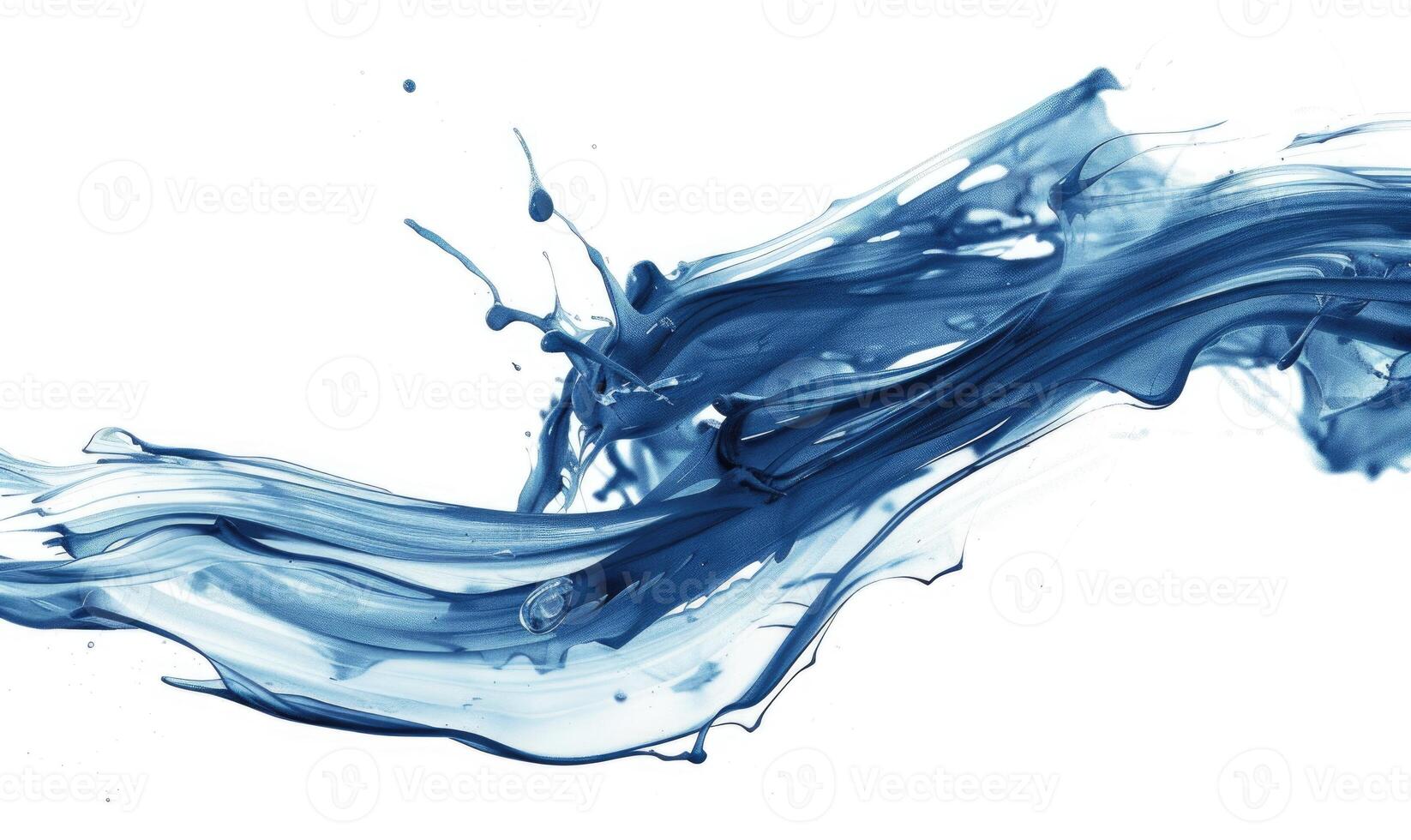 AI generated A brush glides across a white canvas. Blue dynamic stroke. Abstract background. photo