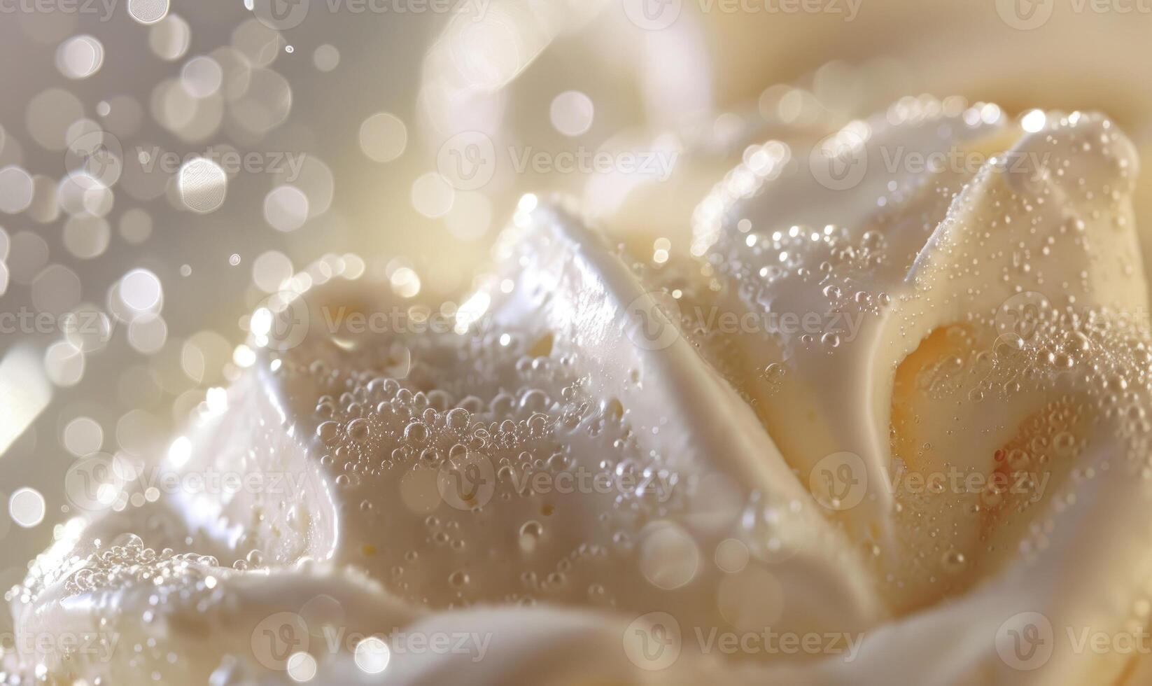 AI generated Close-up of melting vanilla ice cream, abstract background with ice cream close up view photo