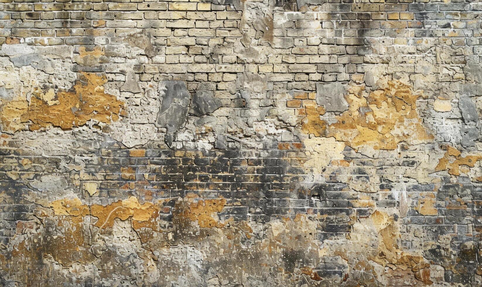 AI generated Old brick wall with cracked and peeling paint. Abstract background. photo