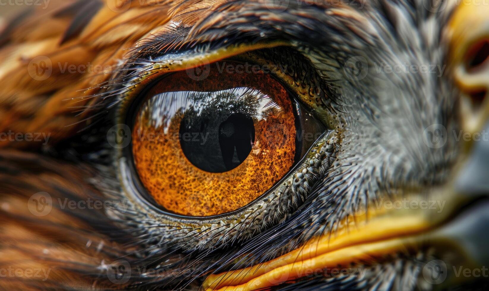 AI generated Close-up of eagle's eye. Macro of hawk's eye. photo