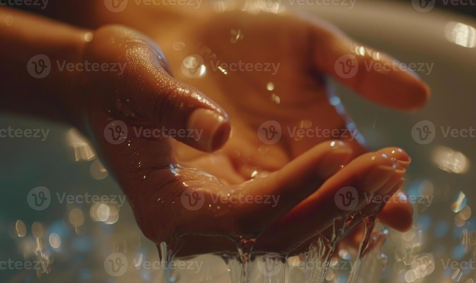 AI generated Closeup photo ow woman hands. Water in hands.