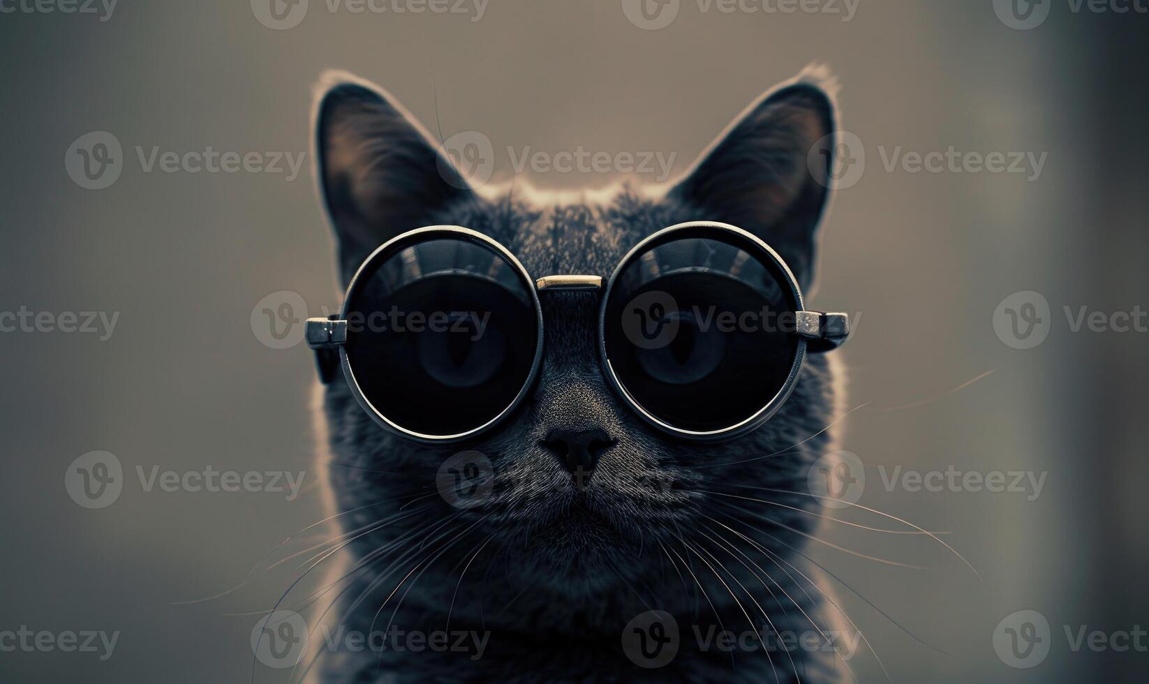 AI generated Portrait of a tabby cat wearing sunglasses. photo