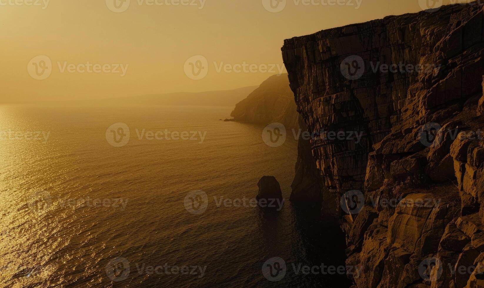 AI generated Beautiful seascape with cliffs and sea in the evening. photo