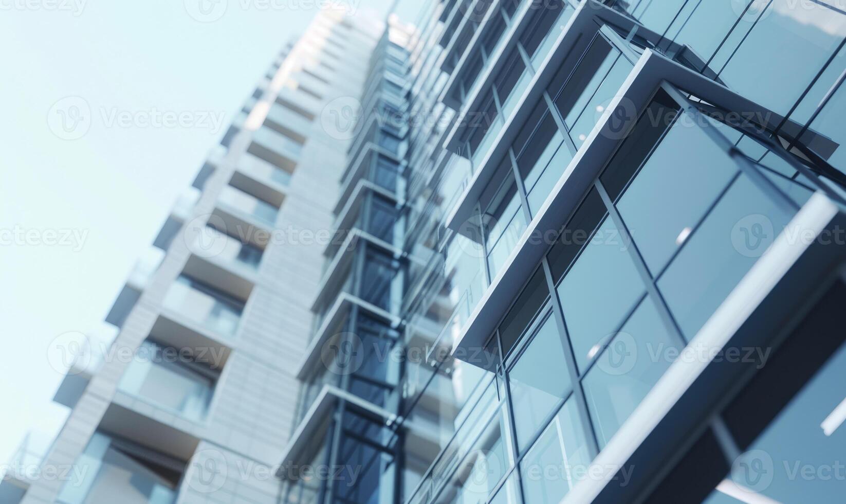 AI generated Modern skyscraper facade angle view. photo