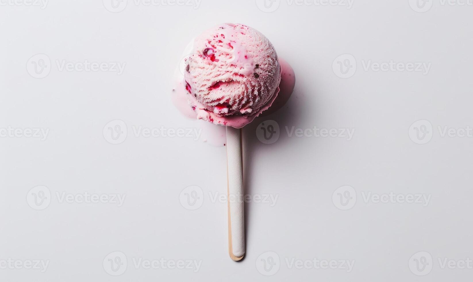 AI generated Pink Ice cream scoop on white background photo