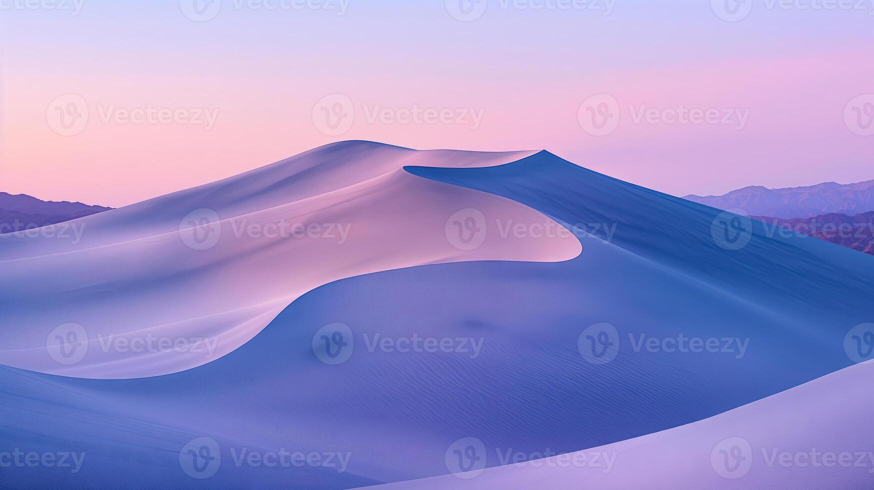 ai generado sereno Desierto dunas a crepúsculo foto